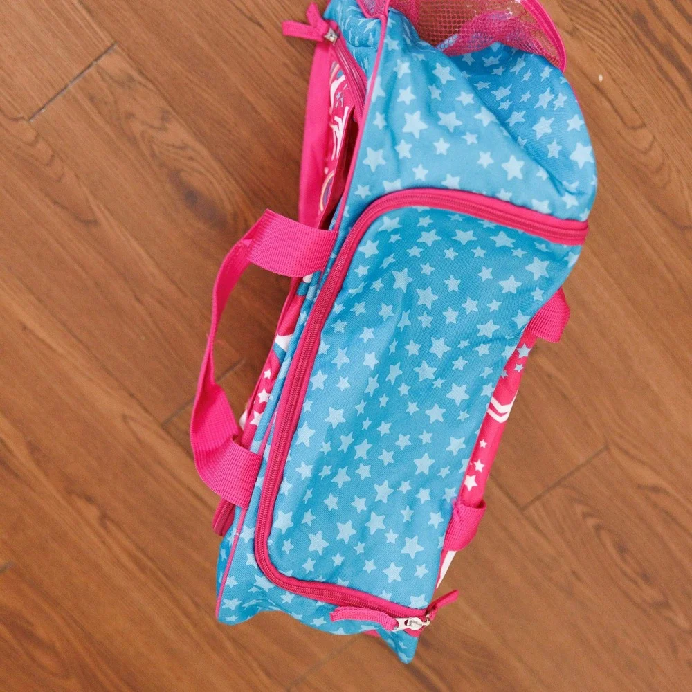 Pink Blue Unicorn Rainbow Star Kids Duffel Bag Travel Dance Sleepover Bag